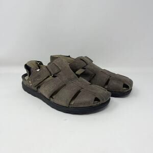 Ecco Cozmo Fisherman Sandal Mens 41/7-7.5‎ Brown Nubuck Cork Footbed Closed Toe